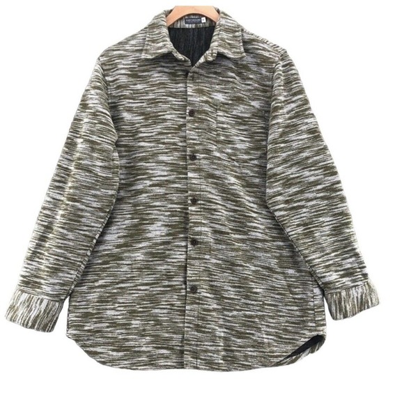 Earthbound Trading XL Green White‎ Space Dye Knit Shirt Jacket Mens Button Up - Picture 1 of 9